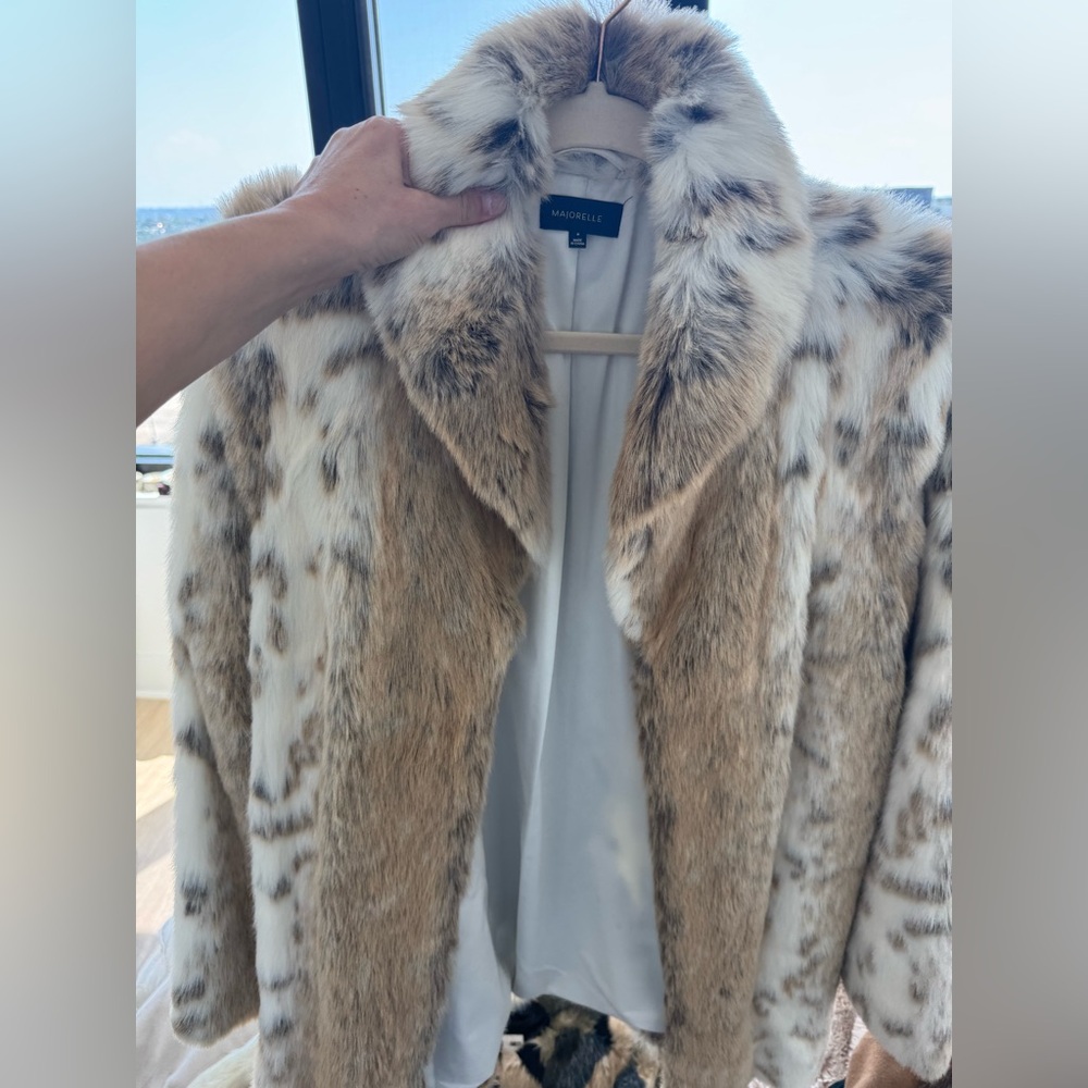 Mandee Cream and Brown faux fur Jacket